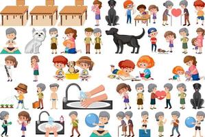 Set of different activities people in cartoon style vector