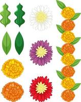 Set of flowers on white background vector