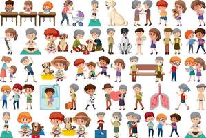 conjunto de diferentes actividades personas en estilo de dibujos animados vector