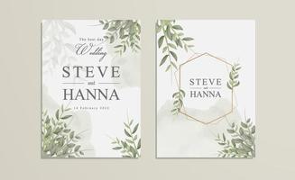 Wedding invitation pack with leaf theme vector