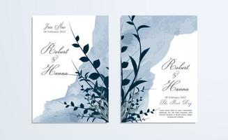 Blue wedding invitation pack vector