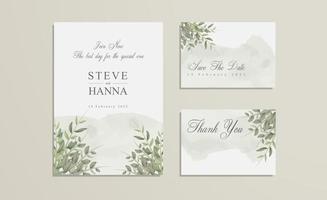 Wedding invitation with thank you card vector