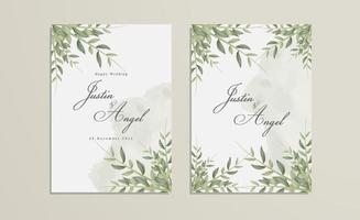 Wedding invitation pack with leaf themed vector