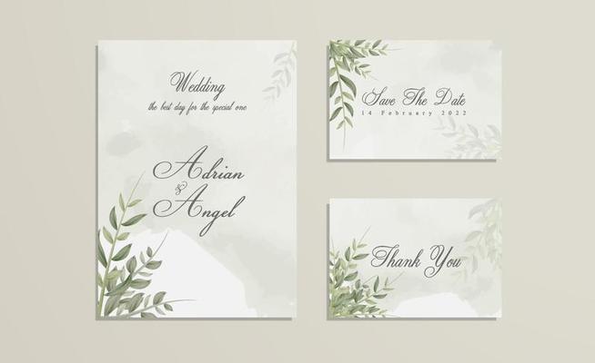 Simple wedding invitation pack with thank you card