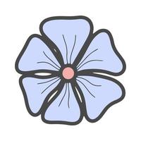 Vector blue doodle flower blossom isolated illustration