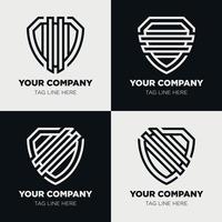 Shield logo icon template collection set design, generic line style vector