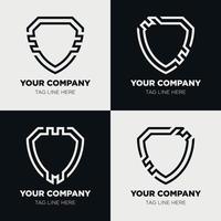 Shield logo icon template collection set design, generic line style vector