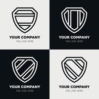 Shield logo icon template collection set design, generic line style vector