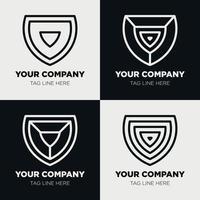 Shield logo icon template collection set design, generic line style vector