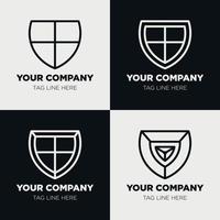 Shield logo icon template collection set design, generic line style vector