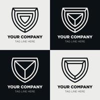 Shield logo icon template collection set design, generic line style vector