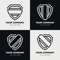 Shield logo icon template collection set design, generic line style vector