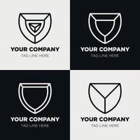 Shield logo icon template collection set design, generic line style vector