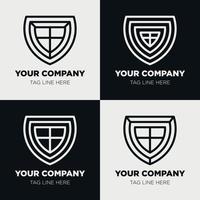 Shield logo icon template collection set design, generic line style vector