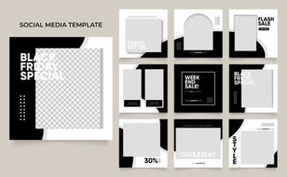 Fully editable social media template banner fashion sale ads in white black color vector