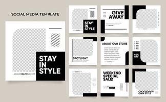 Fully editable social media post template banner fashion sale in black and white color vector