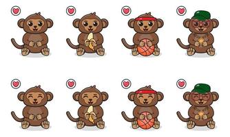 Vector Illustration of Cute sitting Monkey cartoon