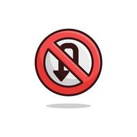 No u-turn sign icon vector