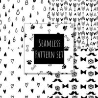 Monochrome seamless pattern collection. vector