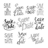 Save the date hand drawn lettering collection. vector