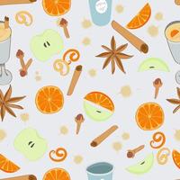 Mulled wine seamless pattern. vector
