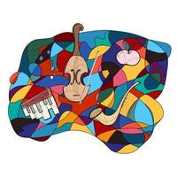 Musical instruments colorful abstract vector. vector