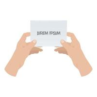 Hands holding blank piece of paper. vector