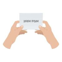 Hands holding blank piece of paper. vector