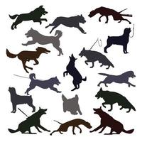 Dog silhouettes on white background. vector