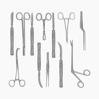 Surgical instruments isolated on white background. vector