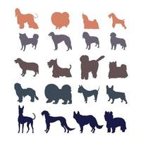 Dog silhouettes isolated on white background. vector