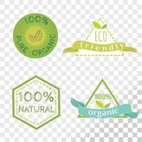 Organic labels collection isolated on transparent background. vector