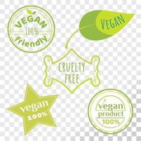 Vegan free labels collection isolated on transparent background. vector