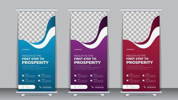 Medical Roll Up Banner Design Template vector