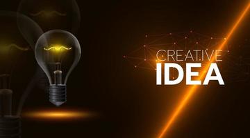 The light bulb has a faded bulb on a dark black background there is a gradation. vector