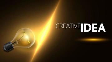 The light bulbs is placed on a dark background with yellow flashes of creativity. vector