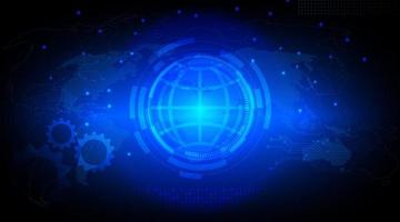 Abstract global network circuit technology dark blue background. vector