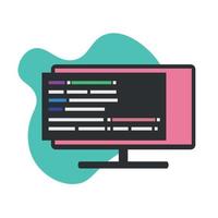 screen, source code computer coding program in browser window, flat design, vector