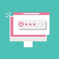 Website evaluation on the Internet. Computer with an open web browser. User rating vector