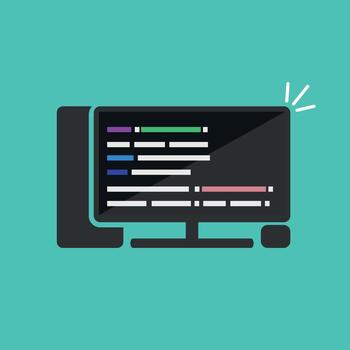 código de programación de pantalla de computadora o codificación de script php, edición html o css o desarrollo de software vector