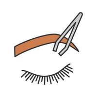 Eyebrows shaping color icon. Brows correction. Eyebrows tweezing. Brows plucking. Cosmetic tweezer. Isolated vector illustration