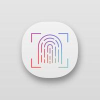 Fingerprint scanning app icon. Touch id. Biometric identification. Fingerprint recognition. UI UX user interface. Web or mobile application. Vector isolated illustration