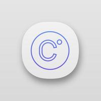 Celsius degrees temperature app icon. Centigrade scale. Celsius. UI UX user interface. Web or mobile application. Vector isolated illustration