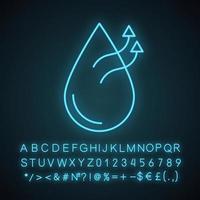 Air humidification conditioner function neon light icon. Water evaporation. Air humidifier. Glowing sign with alphabet, numbers and symbols. Vector isolated illustration