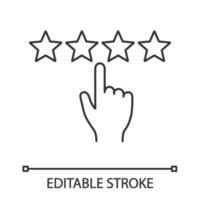 Customer feedback and rating linear icon. Ranking. Thin line illustration. Client review. Rating scale click. Contour symbol. Vector isolated outline drawing. Editable stroke