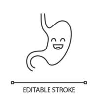 icono lineal del estómago sonriente. sistema digestivo saludable. ilustración de línea delgada. salud del tracto gastrointestinal. símbolo de contorno dibujo de contorno aislado vectorial. trazo editable vector