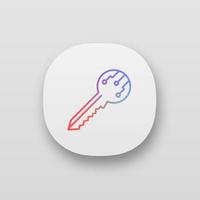 Private digital key app icon. Encryption key. UI UX user interface. Web or mobile application. Vector isolated illustration