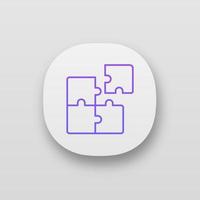 Teamwork app icon. UI UX user interface. Consolidation. Solution finding. Team problem solving. Puzzles. Web or mobile application. Vector isolated illustration