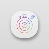 Smart goal app icon. UI UX user interface. Timeliness. Respecting deadlines. Achievement. Stopwatch with target. Web or mobile application. Vector isolated illustration
