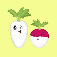 cute turnips kawaii vector illustration